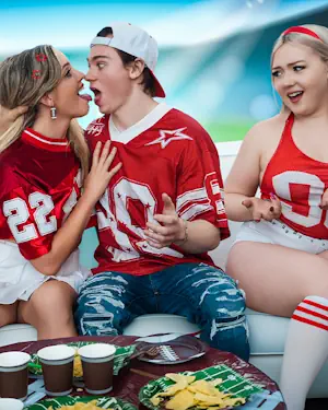 Eva Nyx & Charlie Forde at Family Strokes in Family Football Sunday Ritual: A Foursome for a Touchdown!